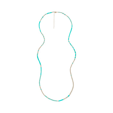 Collar-Brazalete Belen Grueso Plata Largo Morse Turquesa